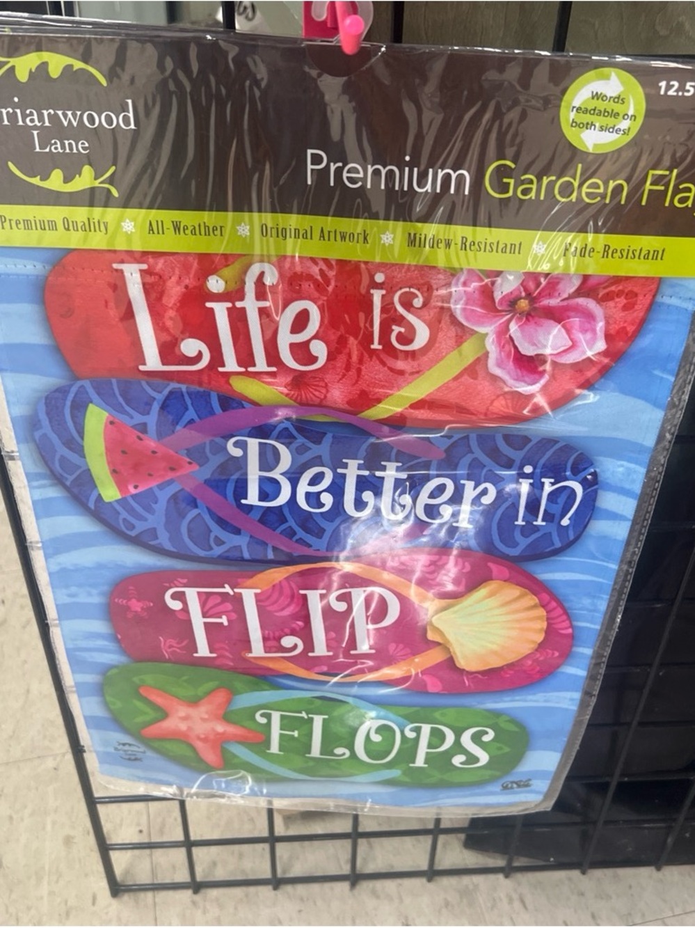 'Life is Better in Flip Flops' Beach Flip-Flop Garden Flag - Multicolor